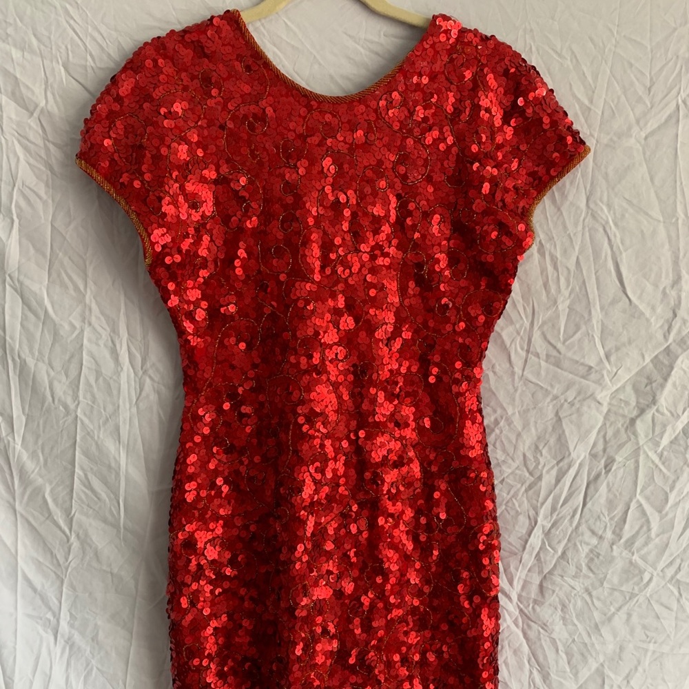 Hand-beaded Red Sequins Dress
